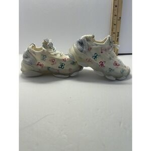 Butterfly Print Athletic Shoes Girls Size 4 White Sequin Slip On Cute Sneaker